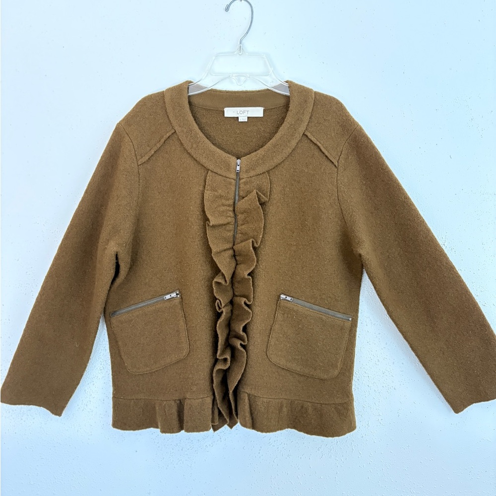 LOFT 100% Wool Ruffle Sweater